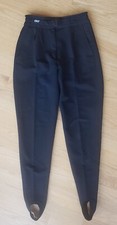 Etirel Women's Black Stirrup Ski/Snow Pants Sz8-10 38 Wool Blend EUC Vintage