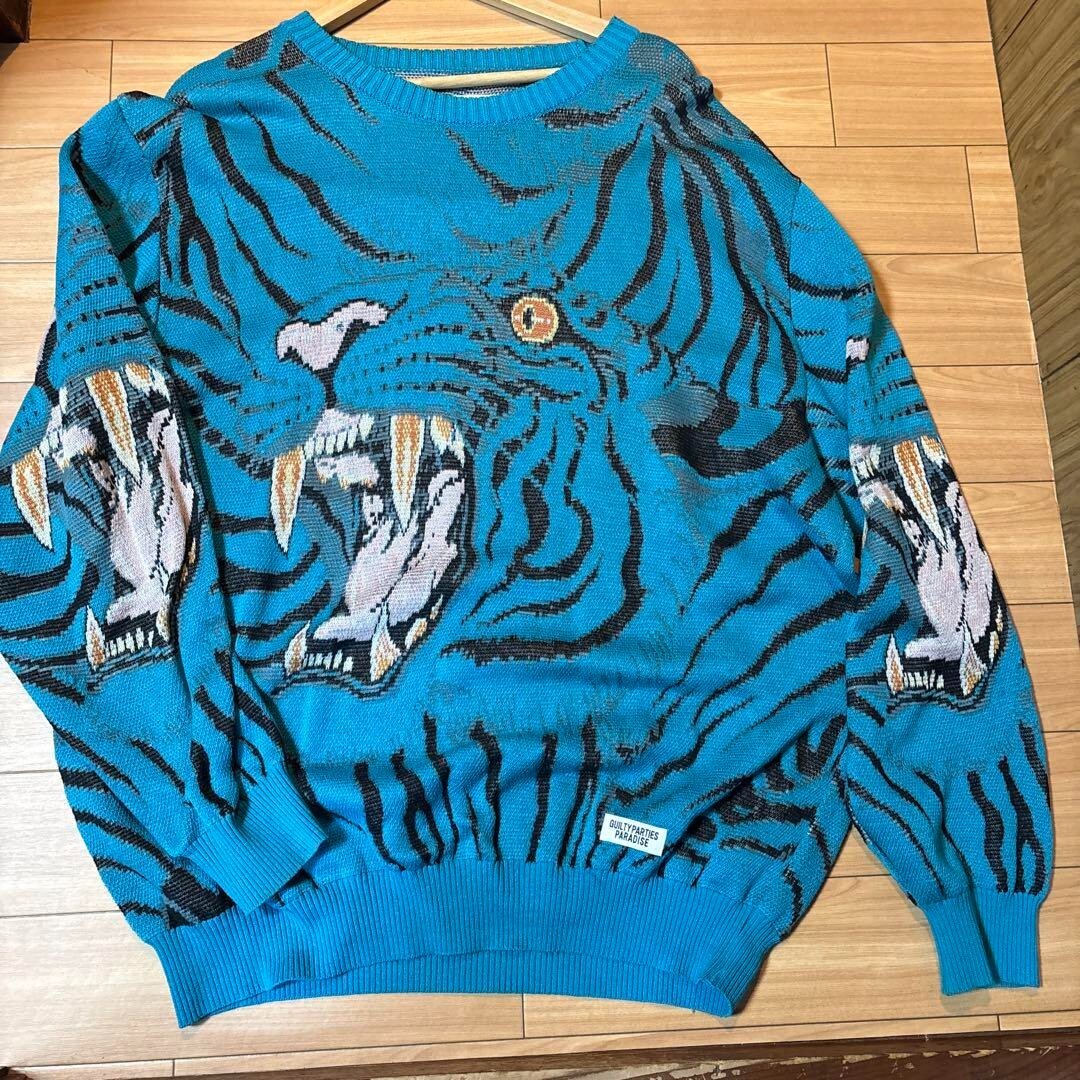 WACKO MARIA TIM LEHI JACQUARD SWEATER size XL color BLUE WACKO MARIA TIM LEHI JACQUARD SWEATER size XL color BLUE