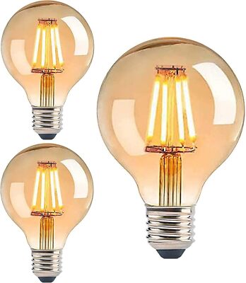 E27005*3 3er Set LED Edison Glühbirne Filament gold groß E27 4 Watt dimmbar 80mm