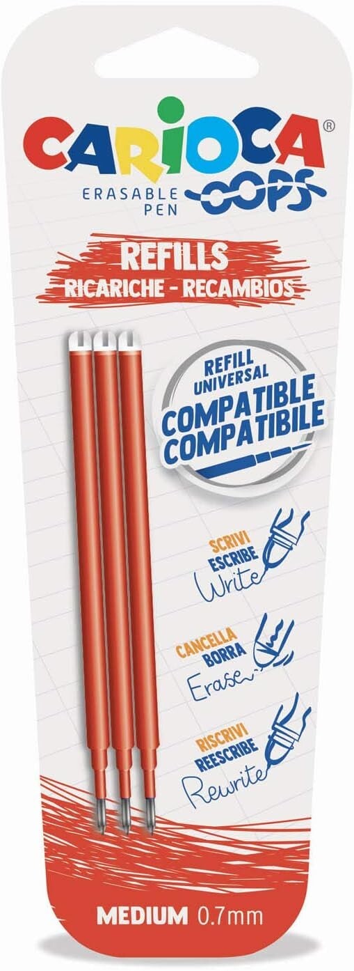 Carioca Oops Ricarica Ricambi Refills Rosso in Blister da 3 Pezzi