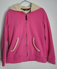 Lands' End Sherpa Lined Girls Winter Coat Jacket Pink Medium 10 12