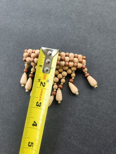 MCM Rattan Vintage Haarspange Haarschmuck Naturholz Perlen zweifarbig EUC - Bild 4 von 5
