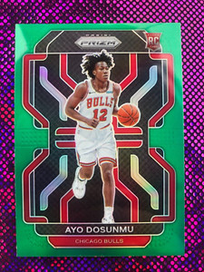2021-22 Panini Prizm Ayo Dosunmu Green Prizm Rookie RC #271 Chicago Bulls