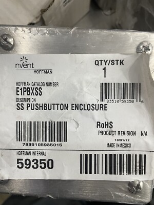 NEW nVent Hoffman E1PBXSS Pushbutton Enclosure Nema 4X 1PB x30.5mm 304 stainless