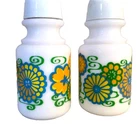 Avon Vintage Milk Glass Salt & Pepper Shakers Hippy Flower Power Retro 70's