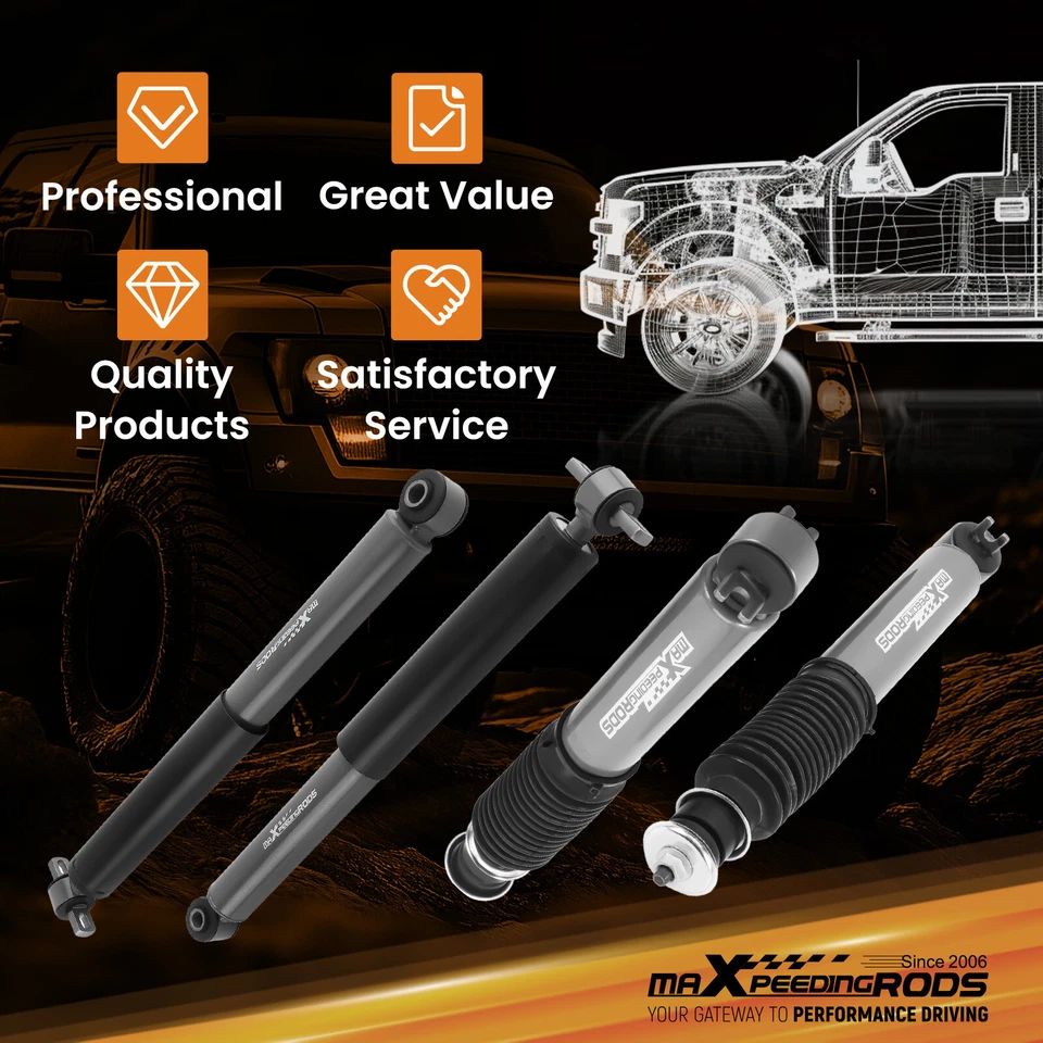 Front 2- 5" Rear 3-6" Drop Lowering Shocks for Chevy S10/GMC Sonoma 82-04 - Image 4 of 4