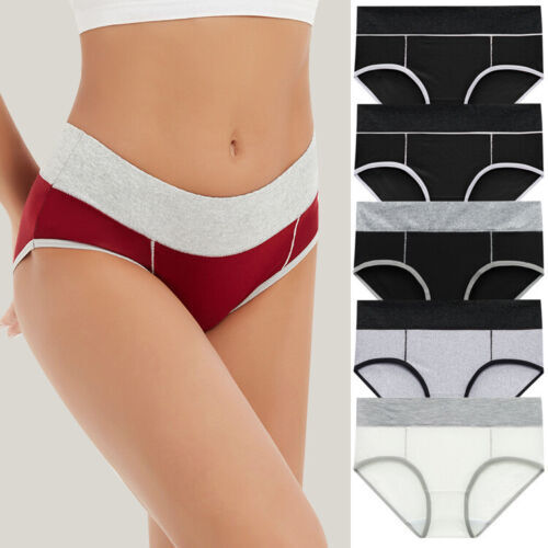 5 Pack Ladies High Waist Knickers Women's Cotton Full Briefs Underwear Panties - Picture 12 of 32