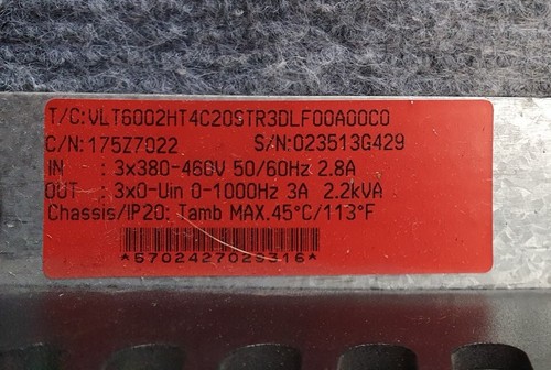 Danfoss VLT 6000 HVAC 175Z7022 VLT6002HT4C20STR3DLF00A00C0 - Picture 4 of 5