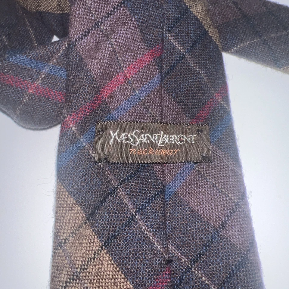 Yves Saint Laurent Mens YSL Silk Tie Woven Striped Necktie Multicolor Vintage - Изображение 3 из 4