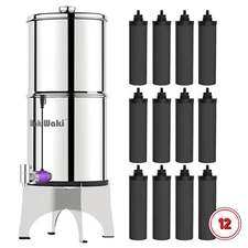 2.25G Gravity-Fed Water Filter System with 12 Black Purification Filter 3-Stage