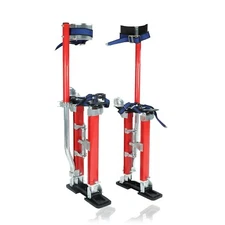 15"-23" Adjustable Drywall Stilts Aluminum Tool Red For Taping Painting Painter