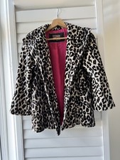 Y2k Miss Sixty Luxury Faux Fur Jacket Medium Rare Mob Wife Vintage Leopard