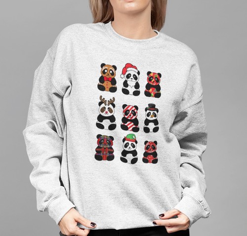 Oso Panda Feo Navidad Suéter Amante de los Animales Camisa Divertida Navidad Sudadera - Imagen 10 de 12