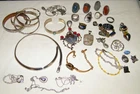 Vintage 35Pc "NOT" STERLING SILVER JEWELRY LOT 400+g~Rings~Bracelets~Necklaces