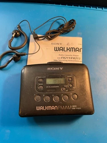 Vintage Sony Walkman Personal Cassette Player AM/FM Radio WM-FX211