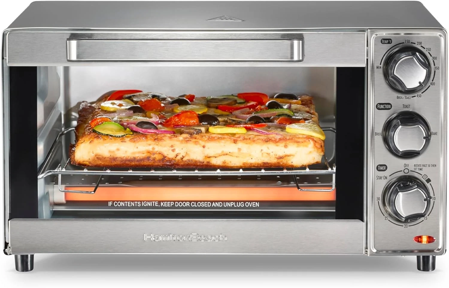 Countertop Toaster Oven & Pizza Maker Large 4-Slice Capacity Stainless Steel
