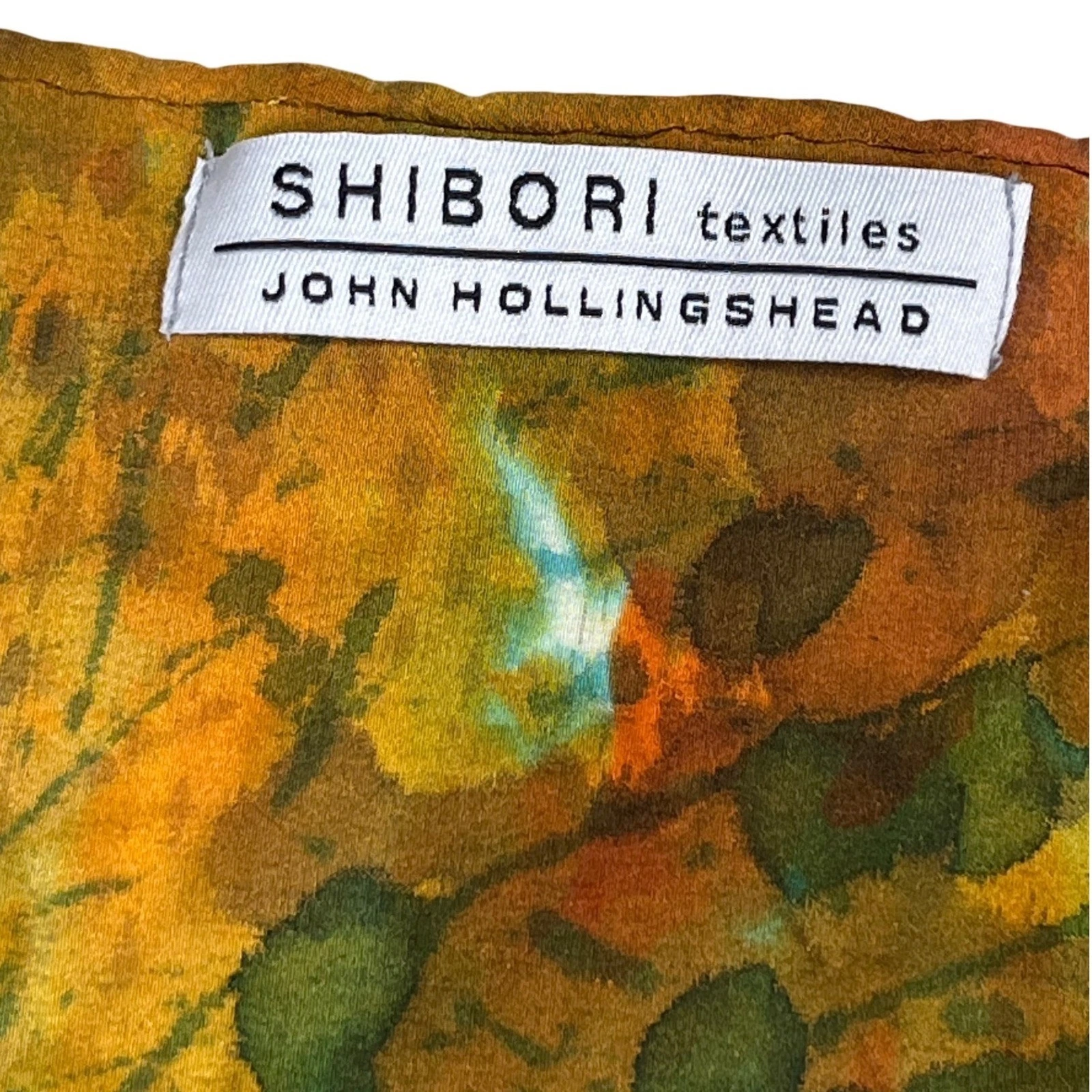 Shibori Textiles John Hollingshead Multi Silk Art Scarf Irregular Shape 25"x62"