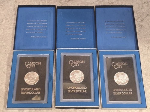 3 Coin Lot 1882 1883 1884 CARSON CITY Morgan Silver Dollar Uncirculated GSA  OGP