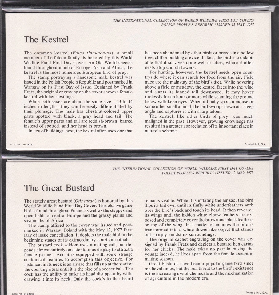 POLONIA 1977 3 PRIMER DÍA CUBIERTA MUNDO VIDA SILVESTRE FONDO WWF + TARJETA + CACHÉ Foto 2 de 3