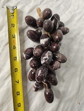 Vintage MCM Italian Dark Purple Alabaster Marble Stone Grape Bunch Cluster