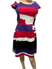 Calvin Klein Dress 6 Cap Sleeves Multicolor Purple / Red / White .