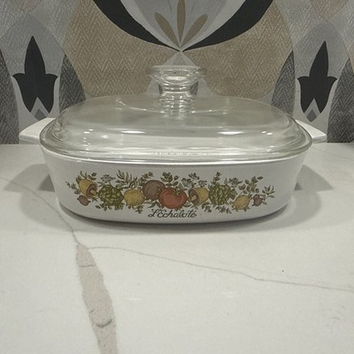 Vintage Corning Ware Spice of Life A-8-B L'Echalote 8x8 inch Casserole With Lid