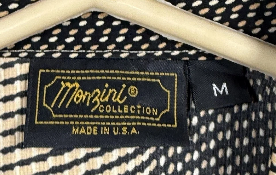 Camisa Colección Monzini Abotonada Para Hombre M Manga Larga Dorado Marrón Negro De Colección Foto 2 de 4