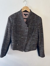 Ann Taylor Women s Black Metropolis Tweed Moto Jacket Zip Lined Size 12P