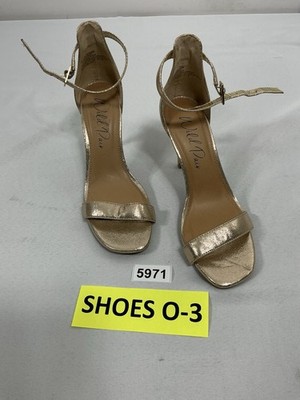 Womans Wild Pair Blaire Slipon Open Toe Stiletto Sandals 6.5 M Gold Ankle Buckle