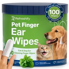 Dog Ear Wipes 100ct Mint Vet Formulated Cleaner Itch Wax Odor Relief Dogs Cats