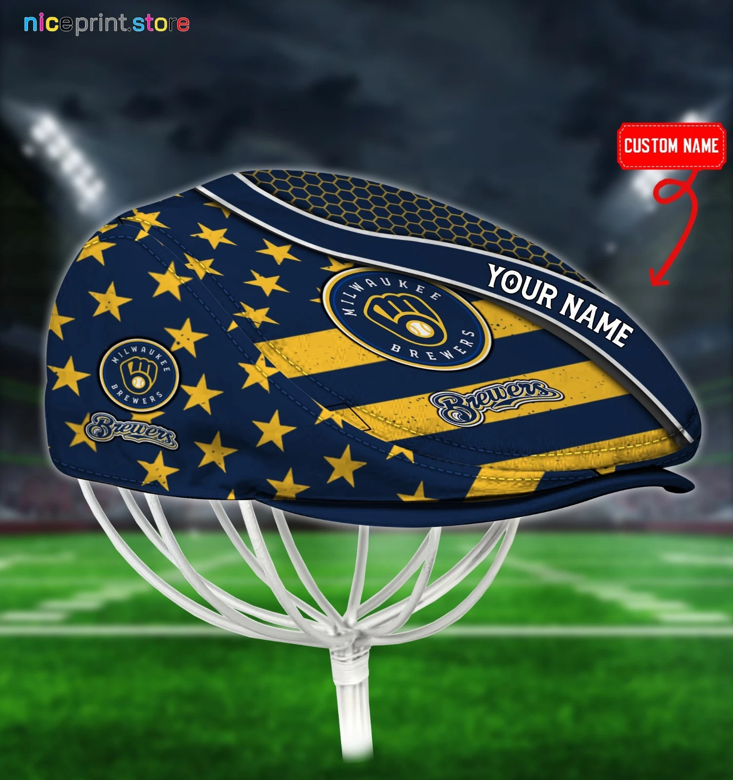 Milwauk Baseball Team Brewers Jeff Cap Driving Cap Flat Cap Golf Cap