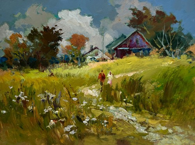 #ad Oil Painting A Couple Walking Through A Field Y. Suprunchuk Original nAAA4328 $295.68