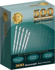 500/Box Clear Heavyweight Poly Sheet Protectors 8.5" x 11"