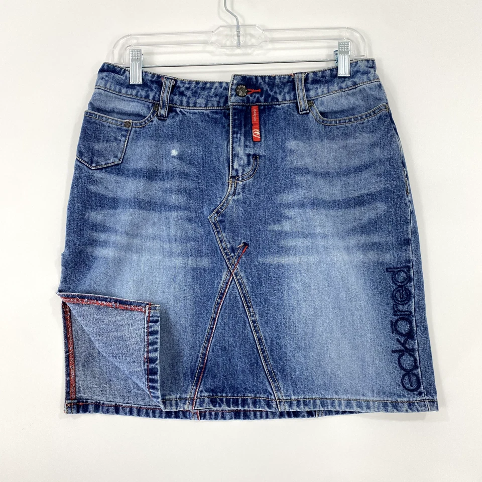 Minifalda vaquera para mujer ECKORED talla 9 azul cosida lateral dividida Foto 3 de 4