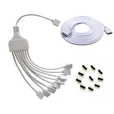 RGB 4 Pins White RGB LED Splitter Cable LED Strip Connector 8 Way Splitter Y ...