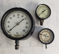 Lot of 3 Vintage gauges Ashcroft  Duragauge + 2 other UNTESTED Steampunk