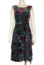 Tahari Arthur S. Levine Women's Layered Floral Velvet Dress Sleeveless Size 8