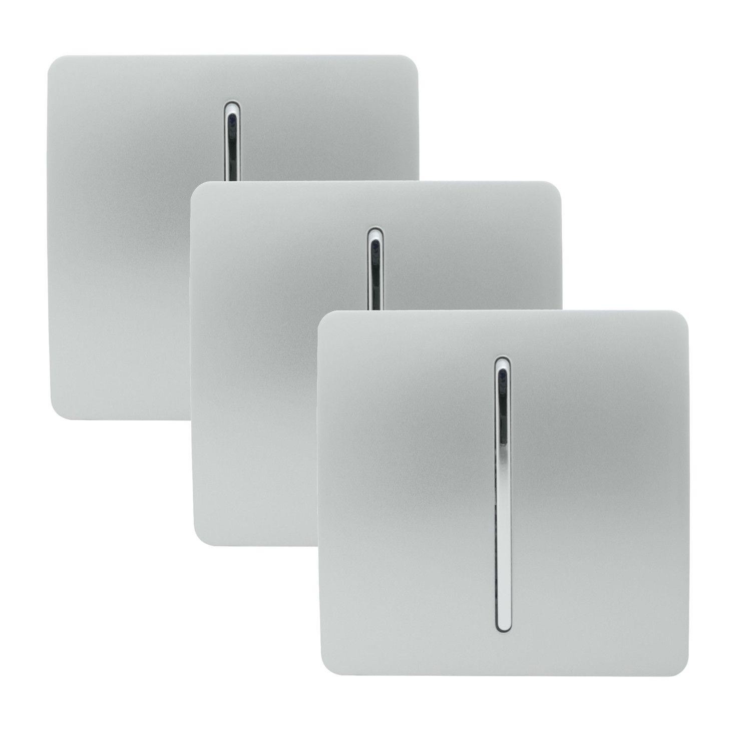 Trendi 1 Gang 2 Way Modern Glossy 10 Amp Rocker Light Switch Silver (3 Pack) - Image 3