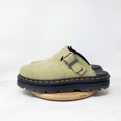 Dr Martens Shoes Mens 11 Zebzag Mule Green Suede Strap Chunky Platform Shoes