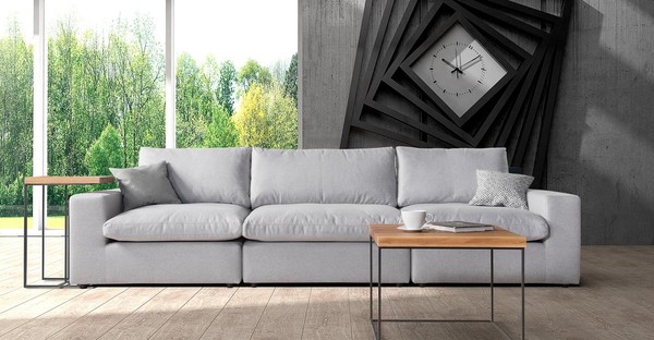 Sofas Couch Design Polster Modern Grau Textil Stoff Sofa 3 Sitzer Dreisitzer-image