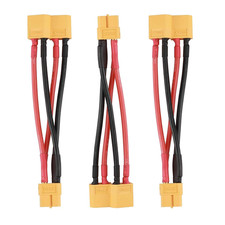 3Pcs XT60 Plug Parallel Battery Connector Cable 2-Males to 1-Female Adapter