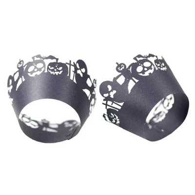 100 Pcs Halloween Cupcake Wrappers Pumpkin Cobweb Skull Halloween Cupcake Cups - Image 1 of 4