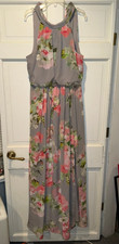 Adrianna Papell Long Floral Print Dress Sz 8 Gowl Sleeveless Flowers