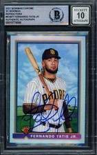 Fernando Tatis Jr Auto 2021 Bowman Chrome 1991 Refractor Card 91B Sig 10 Beckett