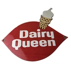 Vintage Dairy Queen Sign - Porcelain Diner Gas Pump Ice Cream Cone Sign