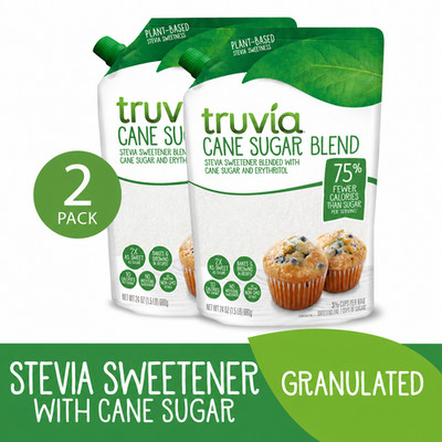(Pack of 2)Truvia Cane Sugar Blend Mix of stevia sweetener And cane sugar 24 oz.