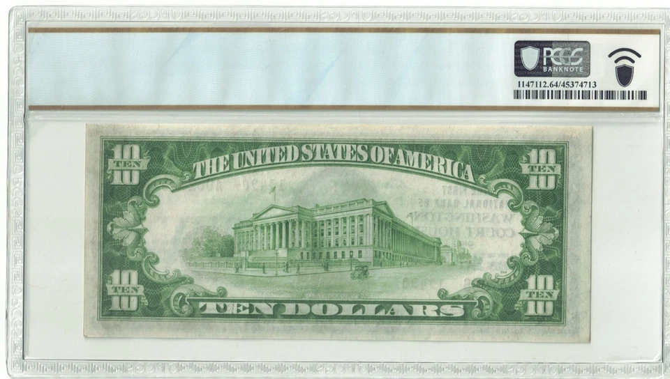 $10 1929 Ty2 Washington CH Ohio National Currency Note PCGS 64 PPQ UNC Ch. 13490 - Image 2 of 2