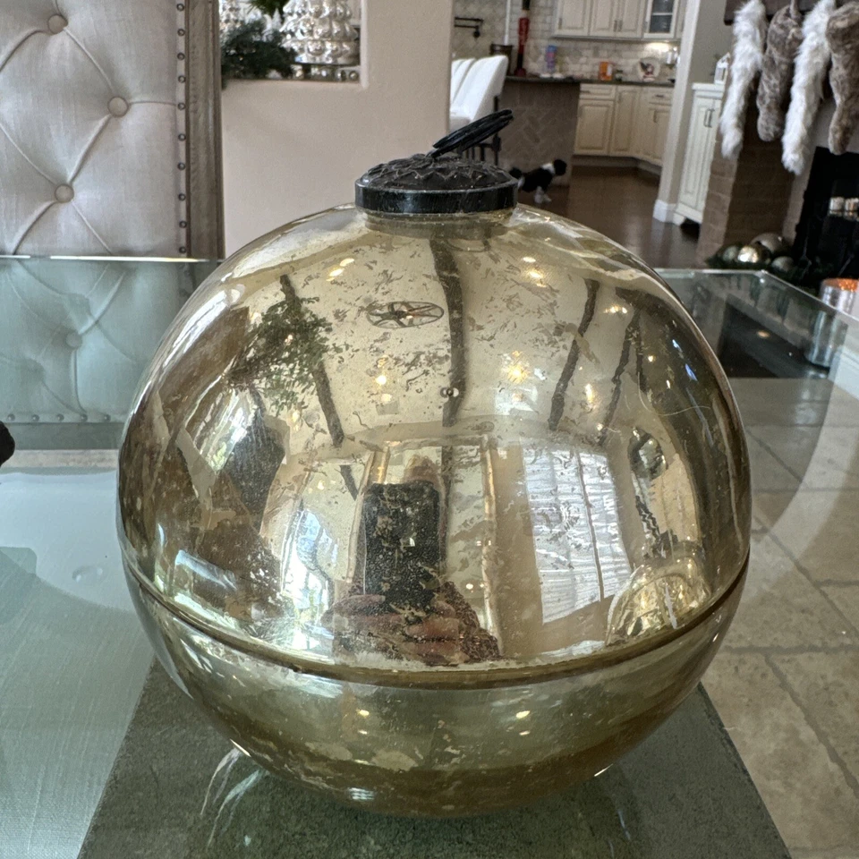 Olla de vela grande mediana adorno de granero de cerámica plata oro decoración de Navidad Foto 3 de 4