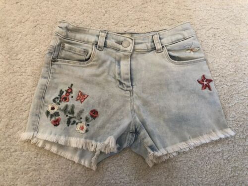 LN GIRLS NEXT FLOWERY DENIM SHORTS AGE 9  - Picture 1 of 1
