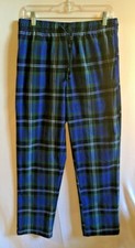 Nautica Men's Blue Plaid Lounge Pants Pajamas Sz Small Drawstring Elastic Waist